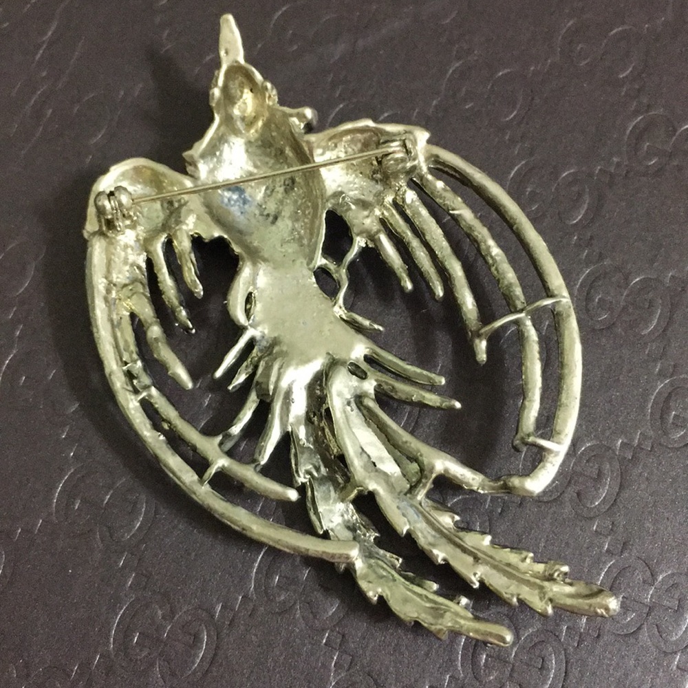 🖤VTG💕Multicolor stone Phoenix 🐦‍🔥 brooch - Picture 11 of 12